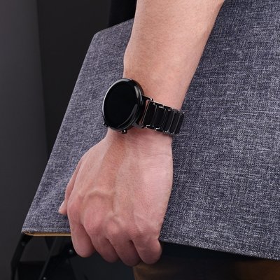 適用三星Galaxy watch 4 46/44mm錶帶精鋼陶瓷手錶帶20mm陶瓷替換腕帶三星手錶替換帶腕帶