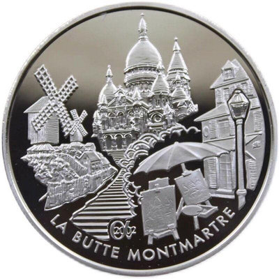 法國2002年 法國名勝蒙馬特精制紀念銀幣