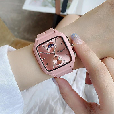 熱銷 詩高迪時尚大錶盤氣質女士手錶腕錶女個性霸氣中性硅膠錶帶方形學生錶213 WG047