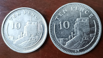 【二手】 英國及英屬地 10便士 大小版集合 英國在1992年把10便1395 紀念幣 硬幣 錢幣【經典錢幣】
