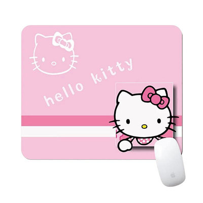 Hello Kitty方形滑鼠墊 辦公寫字桌墊 鍵盤遊戲 可愛凱蒂貓 鼠標墊240x200mm 厚度: 3.1mm