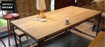 INPHIC-美式鐵藝餐桌做舊咖啡桌椅酒吧桌實木會議辦公桌工業水管桌書桌椅-桌120_S1877C