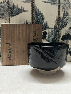 日本回流，樂燒茶碗，伊藤才叟，黑樂抹茶碗，樂燒名家，手造器型