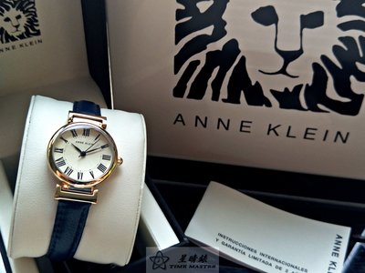 Anne Klein手錶時尚精品錶款，編號:AN00113,白色錶面寶藍色牛皮錶帶款