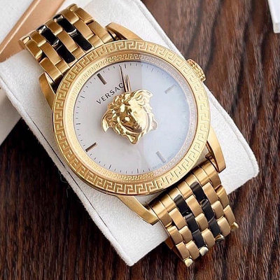 VERSACE Palazzo Empire 白色面錶盤 金色不鏽鋼錶帶 石英 男士手錶 VERD00418