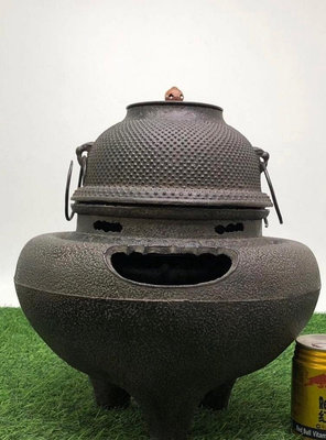 日本鐵制 鬼面風爐+銅蓋鐵釜