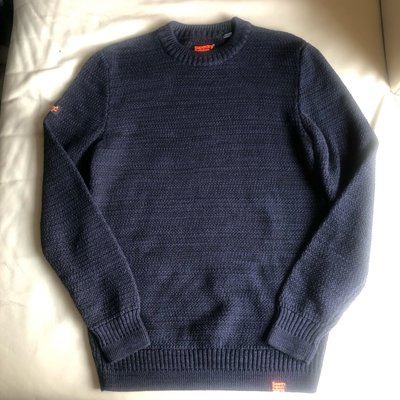 [品味人生]保證正品 SUPERDRY Premium 藍黑色 針織衫 針織長袖T恤 SIZE L