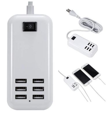 【貓檸生活物語USB排插充電器 】適用於iPhone/小米/安卓手機數碼充電器6口USB排插充電器