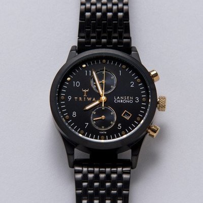 北歐設計瑞典品牌TRIWA手錶 Lansen Chrono系列Midnight-Black Brace(黑)