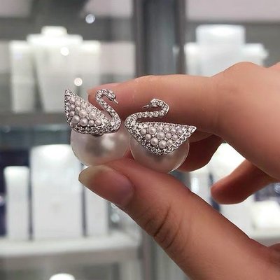 海外代購 SWAROVSKI 施華洛世奇 新品 ICONIC SWAN 經典天鵝後掛式耳釘女耳環耳飾 時尚飾品 專櫃同款