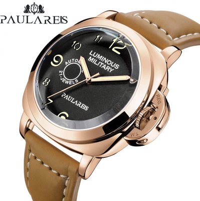 熱銷 手錶腕錶PAULAREIS全自動機械夜光真皮經典男錶 AUTOMATIC WATCH
