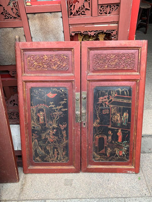 【二手】木門框一對，古舊物品一經售 古董 舊貨 收藏 【同福客棧】-12646