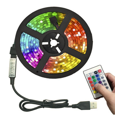 LED2835 5V裸版RGB燈帶迷你24鍵遙控電視背景裝飾軟燈條燈帶套裝