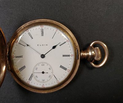 美國製百年ELGIN愛爾琴雙護蓋雙包金懷錶