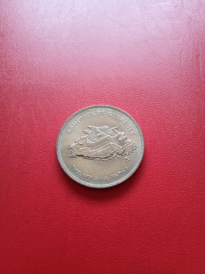 【二手】 根西島1977年伊麗莎白女王登基25周年25便士克朗型紀念幣563 錢幣 硬幣 紀念幣【明月軒】
