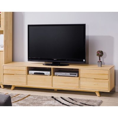 【N D Furniture】台南在地家具-日式極簡風全實木原木色7尺電視櫃/長櫃YH