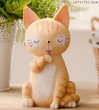 6400A 歐式 可愛小橘貓造型存錢筒擺件 小貓咪存錢桶招財裝飾雕刻貓貓儲錢筒擺飾拍照道具禮物