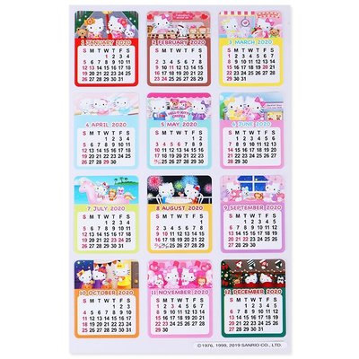 大賀屋 日本製 Hello Kitty 貼紙 2020 月曆 日曆 手帳 文具 三麗鷗 凱蒂貓 正版 L00011523