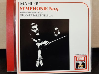 Barbirolli,Berliner Phi,Mahler-Sym No.9,巴畢羅里指揮柏林愛樂，演繹馬勒-第九號交響曲，如新。