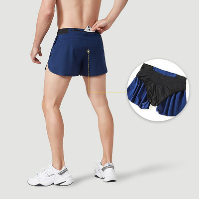 歐美原廠lulu運動短褲男馬拉松健身跑步防走光速干透氣寬松三分褲