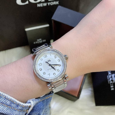COACH Madison 水鑽圈 白色錶盤 銀色不鏽鋼錶帶 石英 女士手錶 14502396