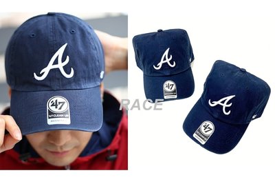 【RACE】47BRAND CLEAN UP 老帽 ATLANTA BRAVES MLB 勇士 棒球帽 刺繡 深藍