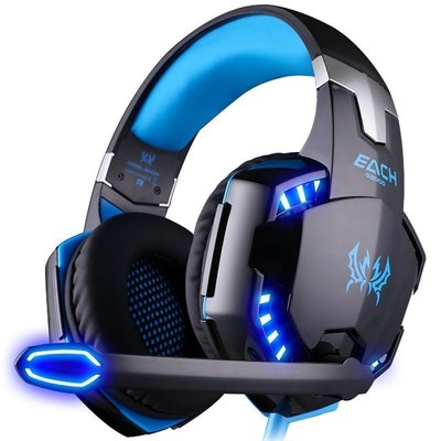 新品 -EACH G2000 電競用 耳罩頭戴式耳機 50mm單體 清晰逼真 酷炫夜光 黑藍SH雜貨GH22