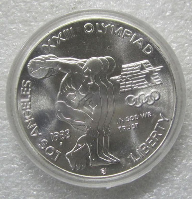 美國1983年洛杉磯夏季奧運會擲鐵餅人1元銀幣