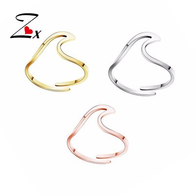 不銹鋼戒指戒指大小不銹鋼開口Wave波浪自由Ring簡約時尚時尚