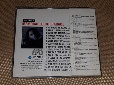 【李歐的音樂】WEETER 1989 MEMORABLE HIT PARADE 西洋老歌精選4 CD 無IFPI 荷蘭版