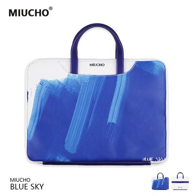 MIUCHO鈷藍高顏值小眾手提電腦包適用蘋果13.3寸華為14聯想15.6寸
