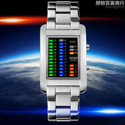 kasi時尚創意彩燈手錶二進位led電子表防水運動戶外手錶