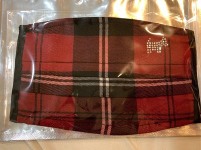 全新Scottish House~2020春夏紅黑格紋摺痕大狗口罩～最後一個