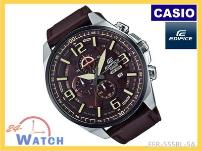 EFR-555BL-5A 咖啡 EFR-555《台灣CASIO公司貨》卡西歐EDIFICE大錶面賽車錶24-Watch