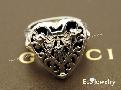 《Eco-jewelry》【GUCCI】稀有經典款 愛心造型 家徽 系列戒指 純銀925戒指~專櫃真品 近新品