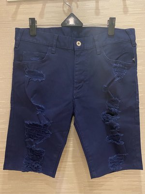 【EZ兔購】~正品 Armani jeans aj 藍色 刷破 牛仔褲32腰