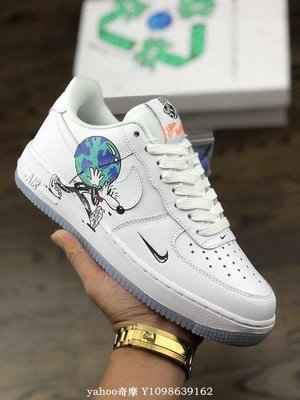 Nike Air Force 1 “”Earth Day Pack 白色 塗鴉 鴛鴦 皮革 休閒滑板鞋 CI5545-100 男女鞋