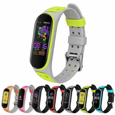 適用小米手環7錶帶 小米手環6標準版NFC版通用T雙色矽膠腕帶 矽膠錶帶 雙排孔-3C玩家