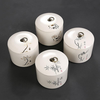 特價白瓷茶罐茶葉罐子陶瓷密封茶葉罐大號茶葉禮盒裝空盒家用茶缸