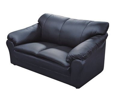 【DH】商品貨號K25-2商品名稱《華凱》黑色半牛皮革雙人座沙發(圖一)獨立筒座包.台灣製.可訂做.主要地區免運費