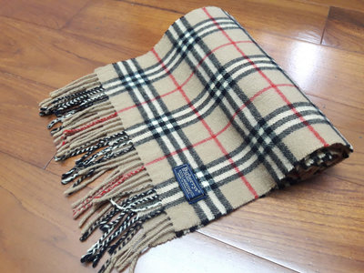 英國製BURBERRY 博柏利 駝色格子圍巾