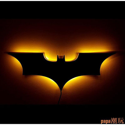 papa潮玩3D創意燈 蝙蝠俠夜燈 led壁燈 燈飾 床頭燈 超級英雄氣氛標誌燈 蝙蝠俠標誌燈 希西傢