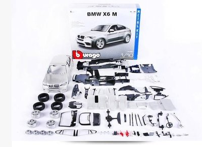 特賣-BMW 1：18 寶馬DIY拼裝車模 仿真合金拼裝組裝汽車模型原廠BMW X6 SUV 越野車 汽車模型 汽車金屬