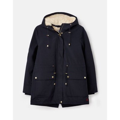 Miolla 英國品牌Joules 深藍色防水防風可拆式內裡鋪毛背心保暖腰鬆緊中長版大衣外套