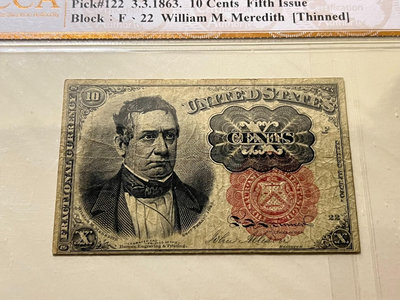 真品古幣古鈔收藏兩張acca評級的美國老版美分紙鈔