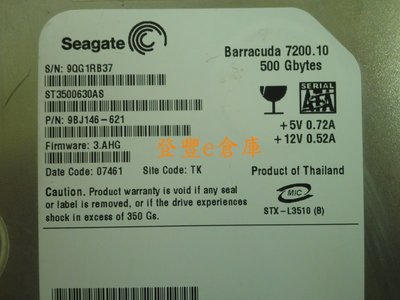 【登豐e倉庫】 YF489 Seagate ST3500630AS 500G SATA2 硬碟