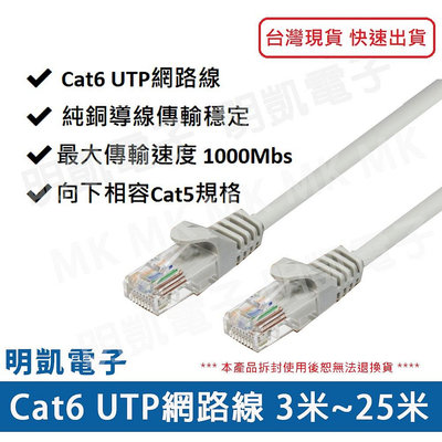 【明凱電子】Cat5 Cat6 UTP 網路線 RJ45網路線 高速網路線 3米 5米 10米 15米 20米 25米