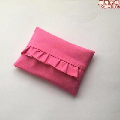 日式玫紅色褶邊抽取式衛生紙分裝袋可愛簡約布藝紙巾套隨身可攜式抽取式衛生紙收納包