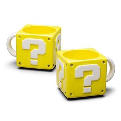 現貨【丹】TB_Super Mario 16 oz Coin Box 超級瑪莉歐 馬克杯 問號杯 白色版 全黃版