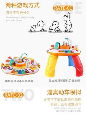居家佳:谷雨多功能益智雙語兒童游戲桌學習桌音樂繞珠軌道玩具寶寶游戲桌 自行安裝